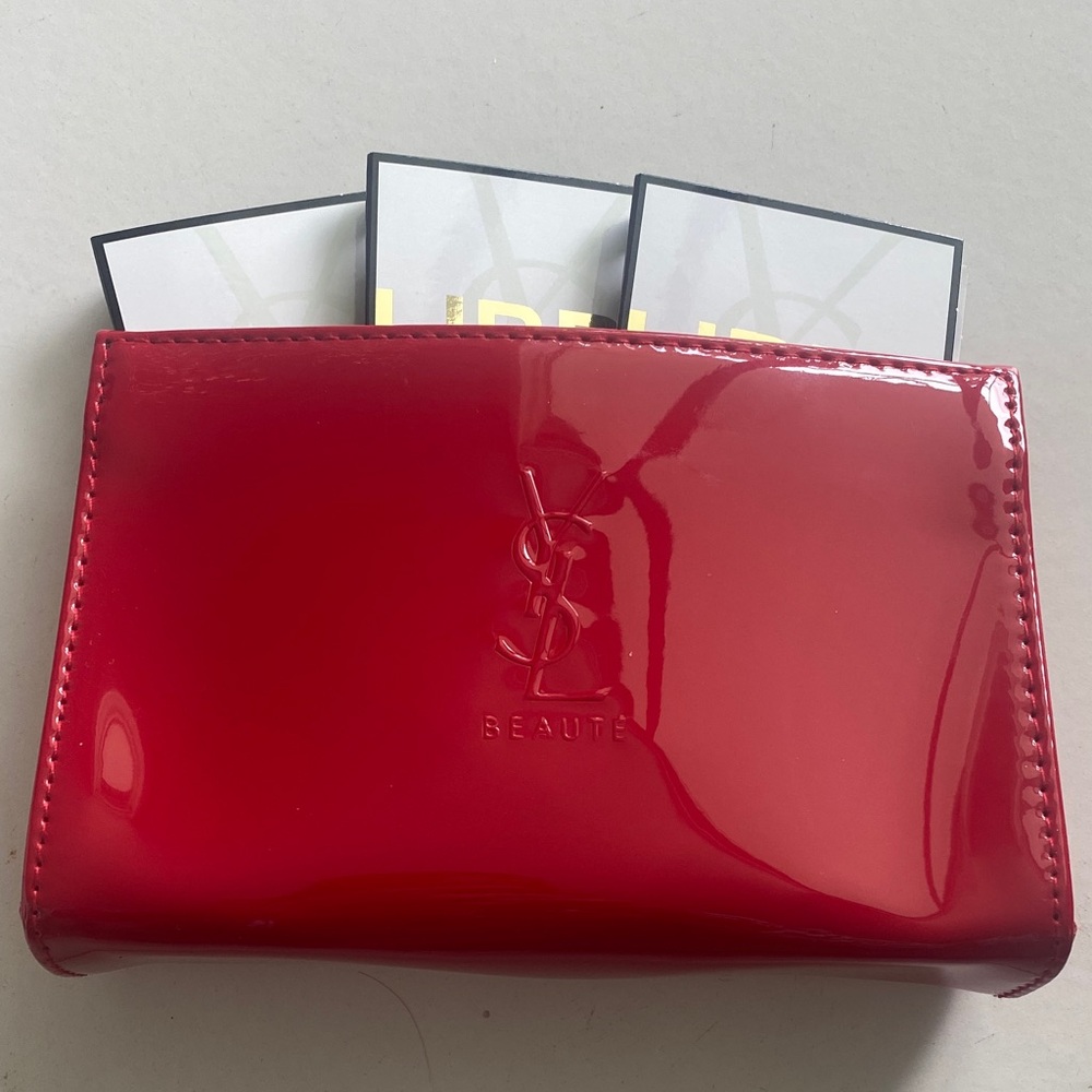 YSL Beauté Red Patent Cosmetic Pouch promotional pouch